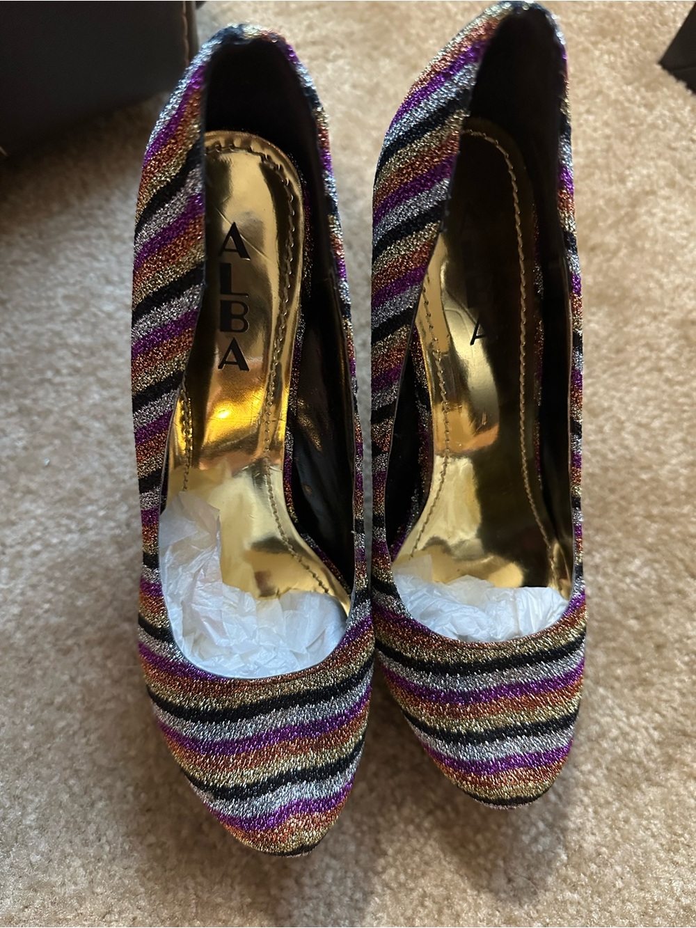 Alba Multicolor Glitter Striped Pointed-Toe Pumps